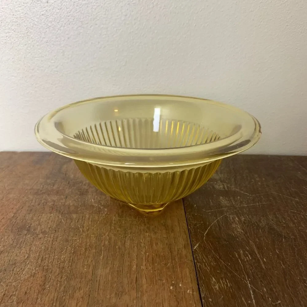 Federal Glass Yellow Vertical Ribbed‎ Depression Rolled Rim Mixing Bowl